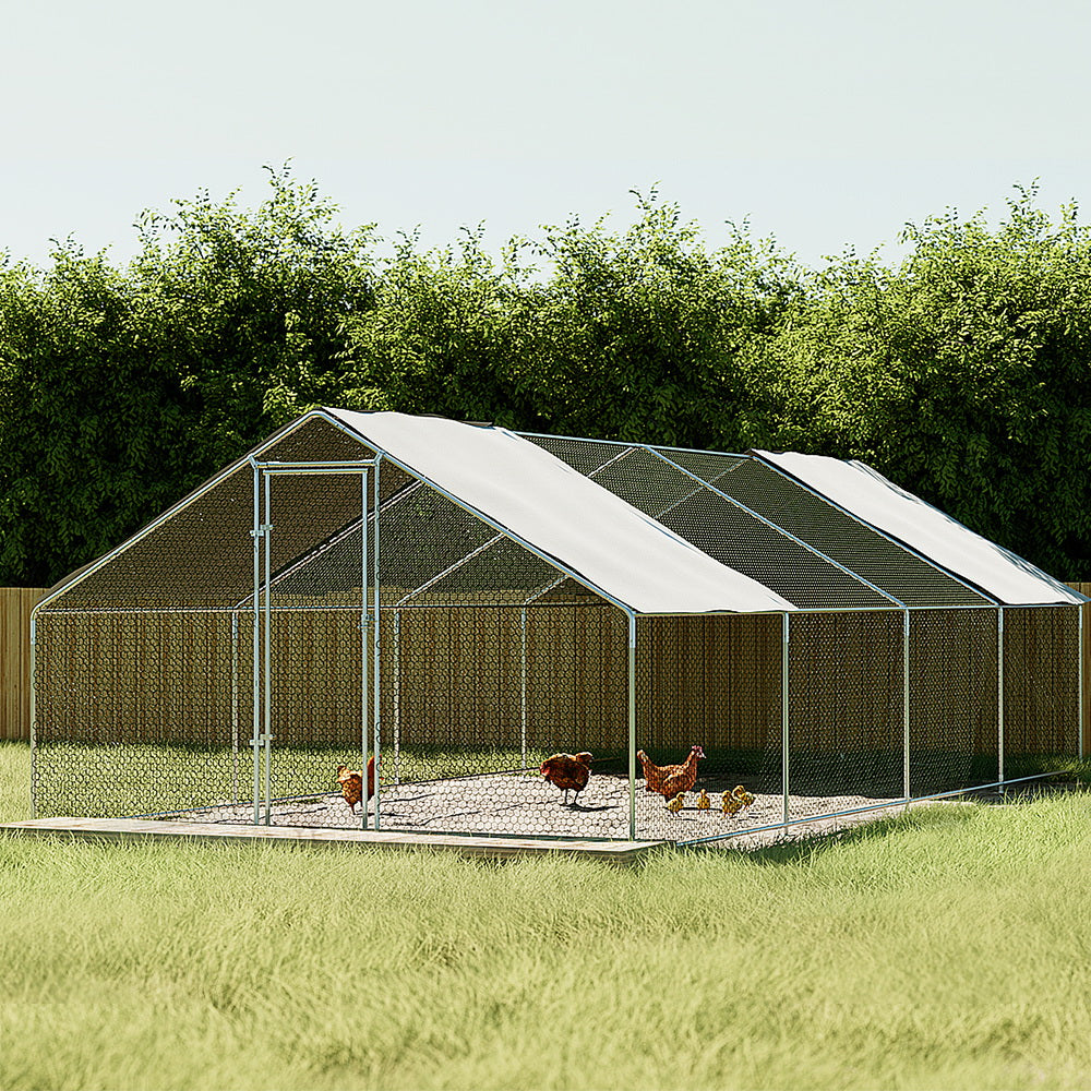 i.Pet 8m x 3m Chicken Coop Cage Galvanised Steel Silver