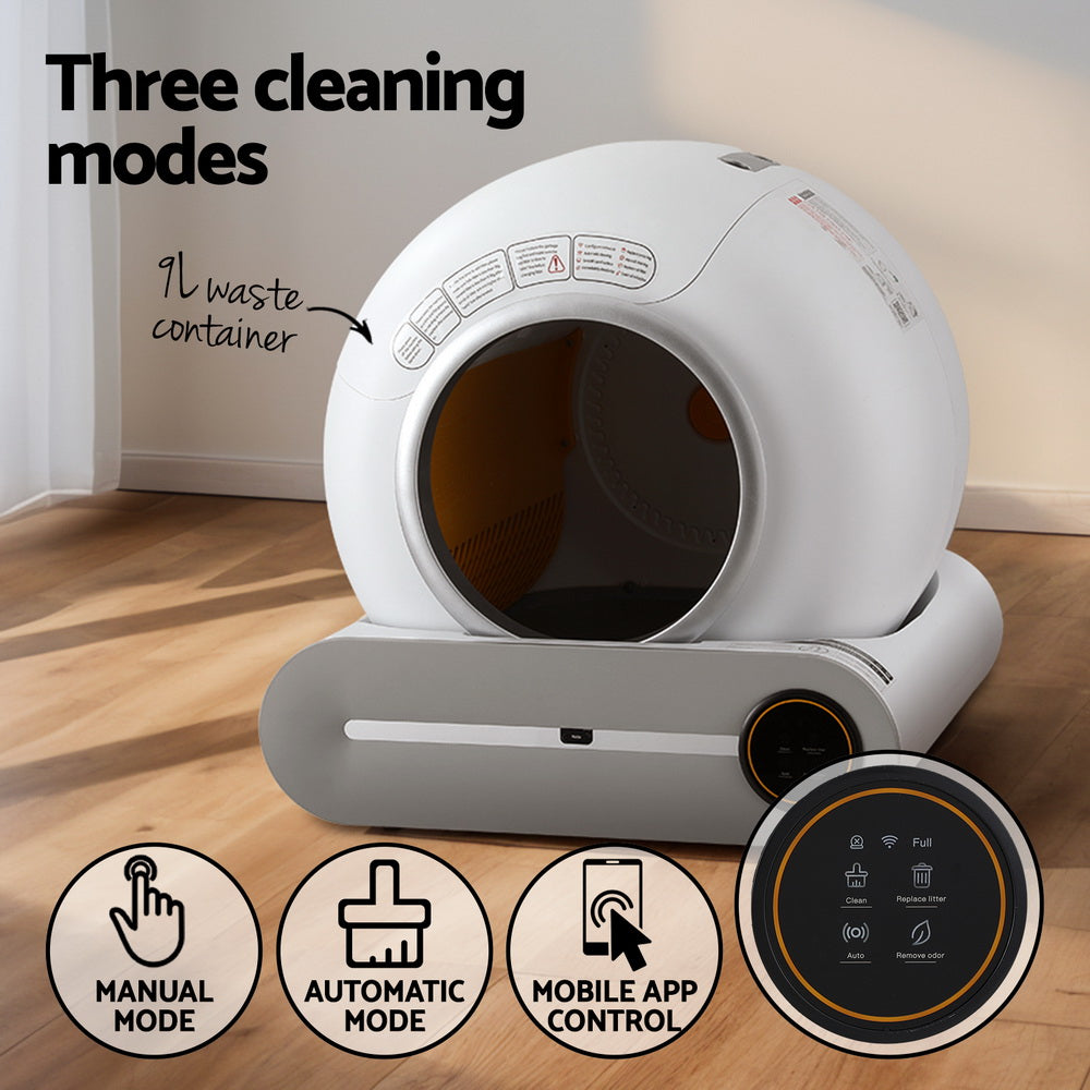 i.Pet Large Smart Cat Litter Box Self-Cleaning App-Controlled White