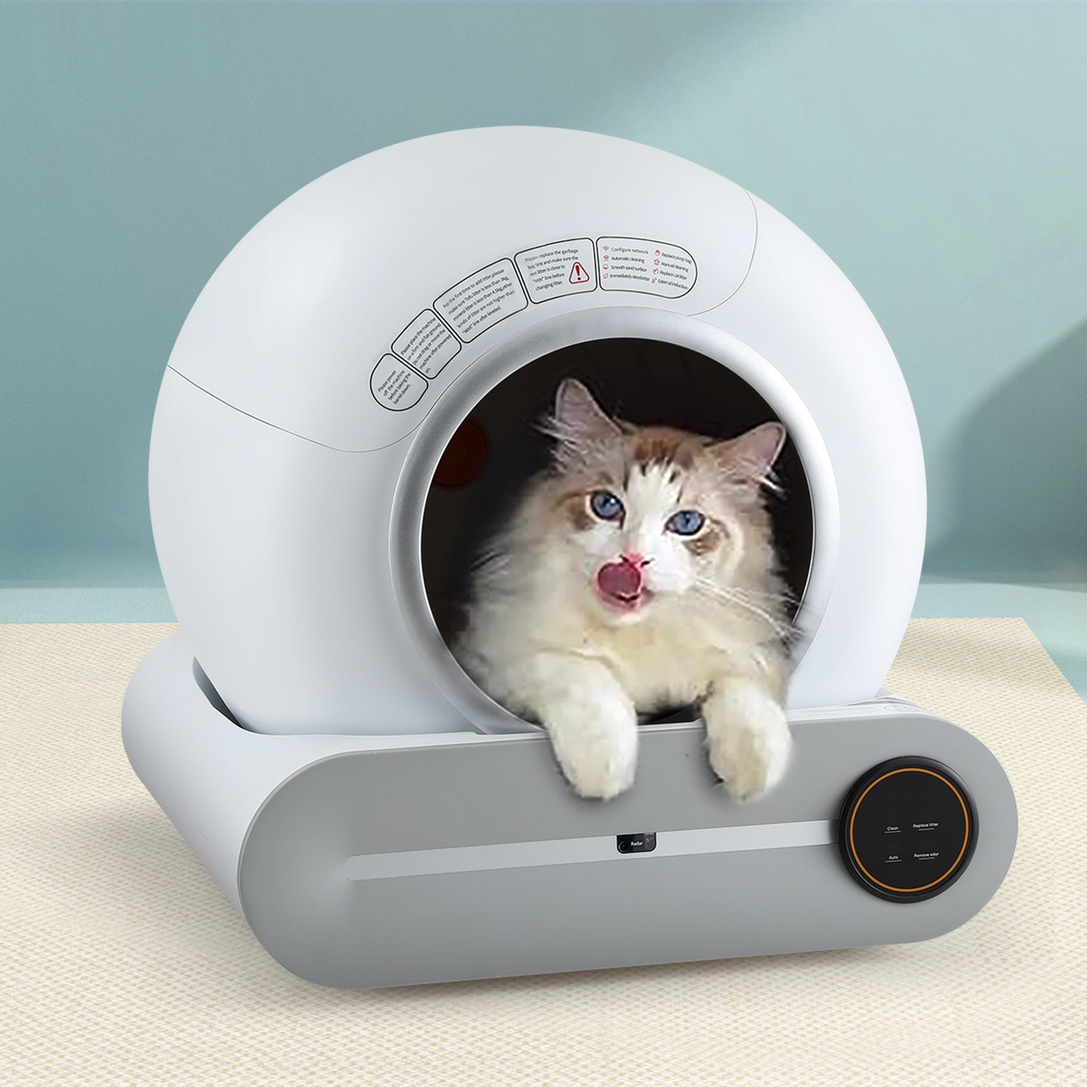 i.Pet Large Smart Cat Litter Box Self-Cleaning App-Controlled White