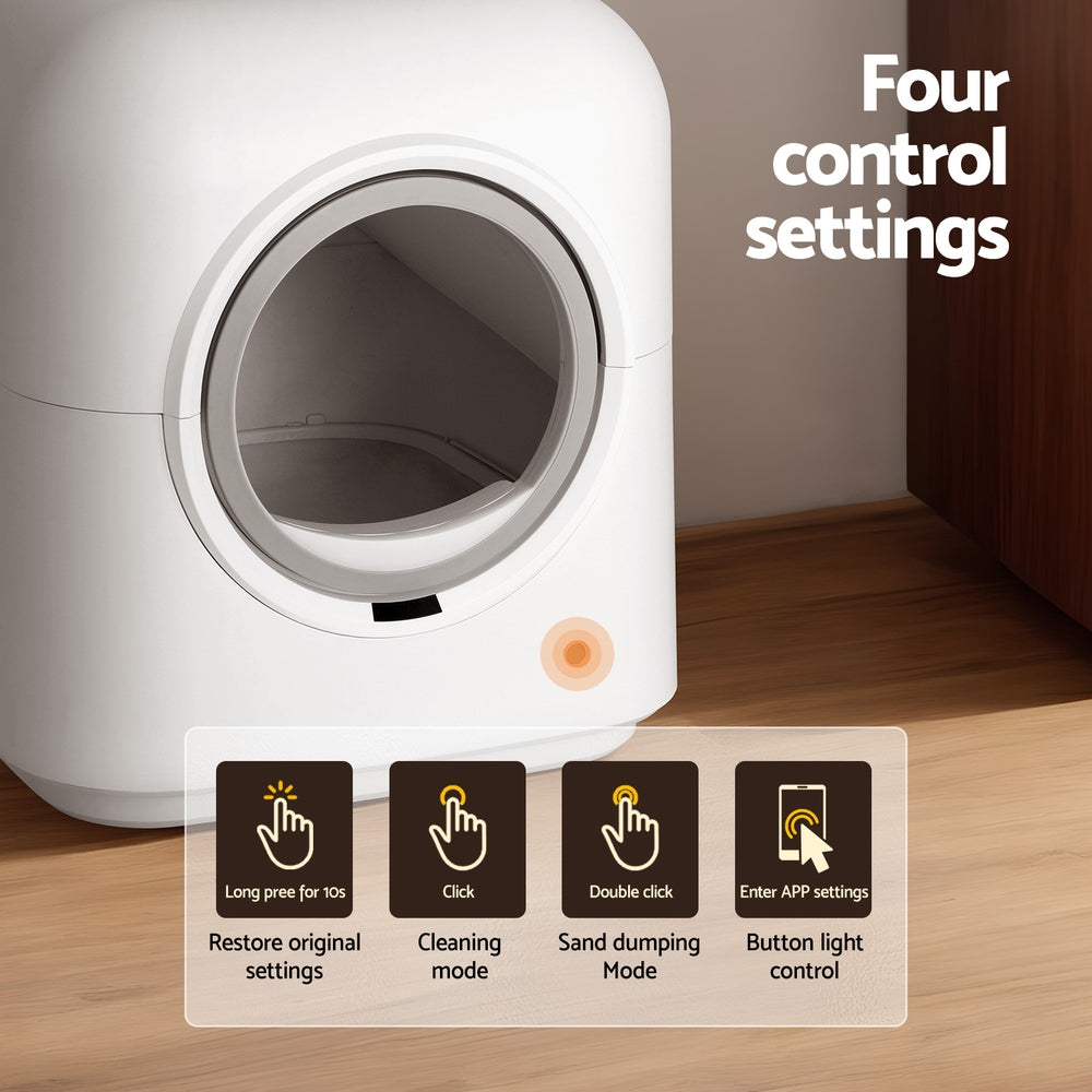 i.Pet Large Automatic Cat Litter Box Smart Self-Cleaning White