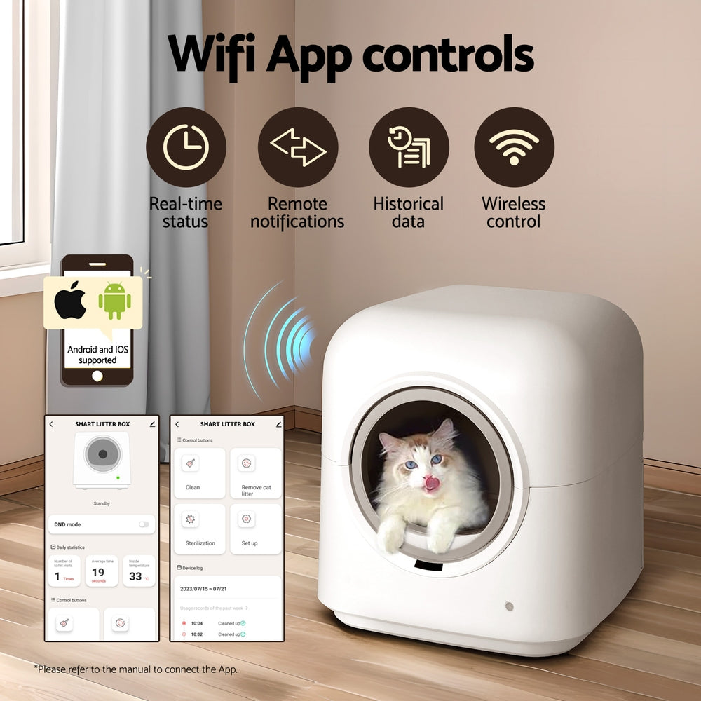 i.Pet Large Automatic Cat Litter Box Smart Self-Cleaning White