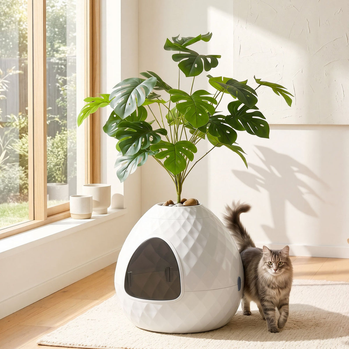 i.Pet Cat Litter Box Enclosure Hidden Litter Tray Planter White