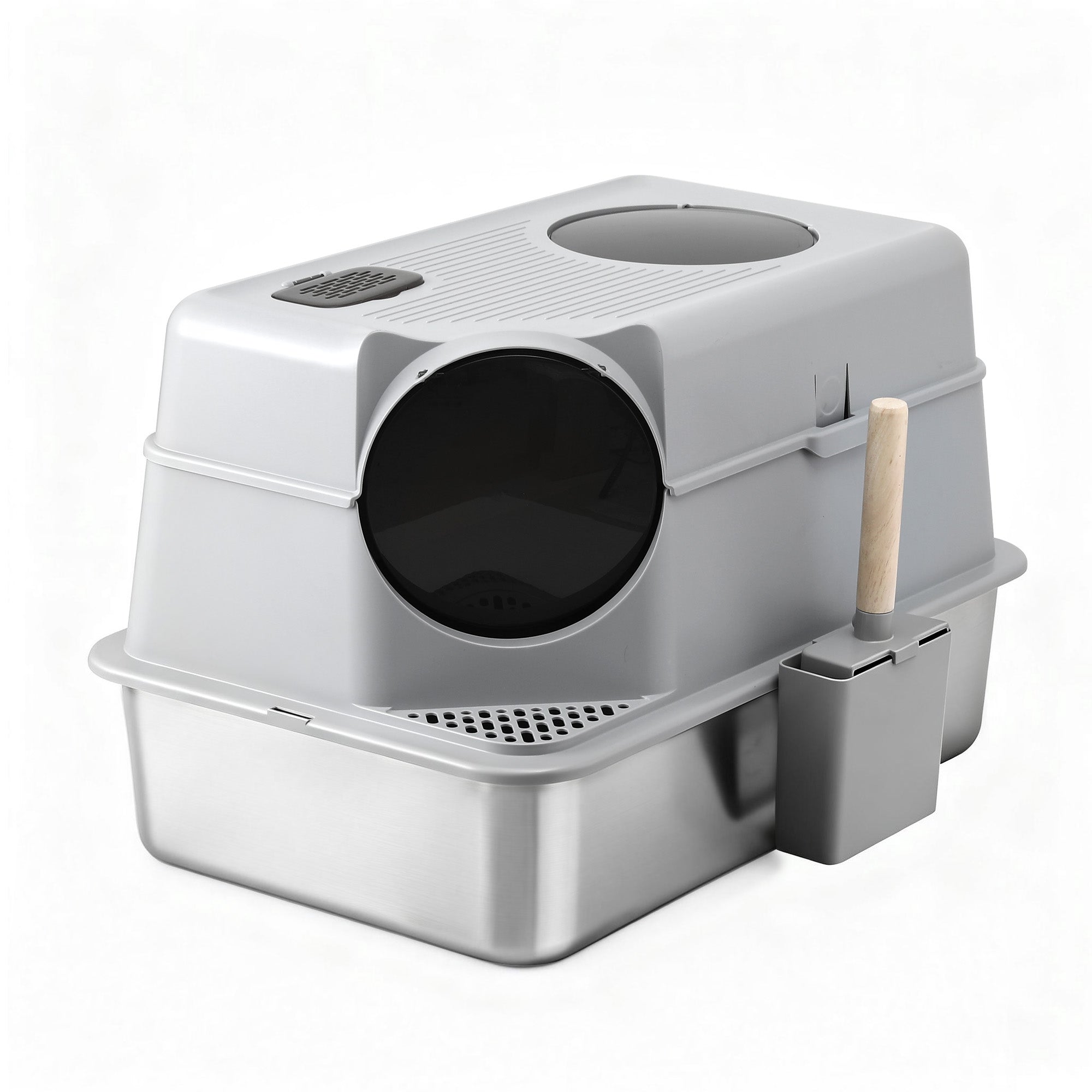 i.Pet Cat Litter Box Large Stainless Steel High Sided Pet Toilet Odour Control