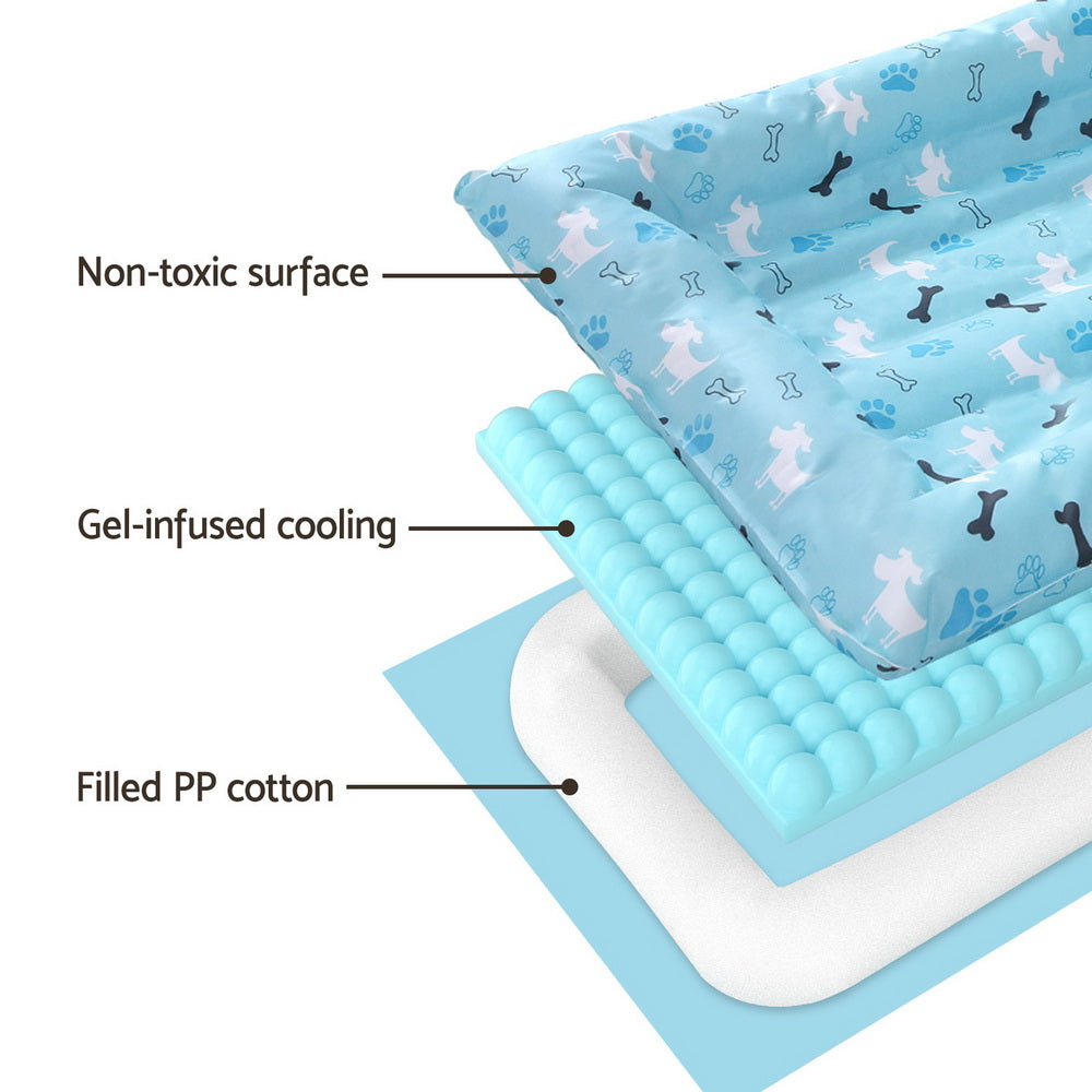 i.Pet Large Pet Cooling Mat Gel Self-Cooling Pad Blue