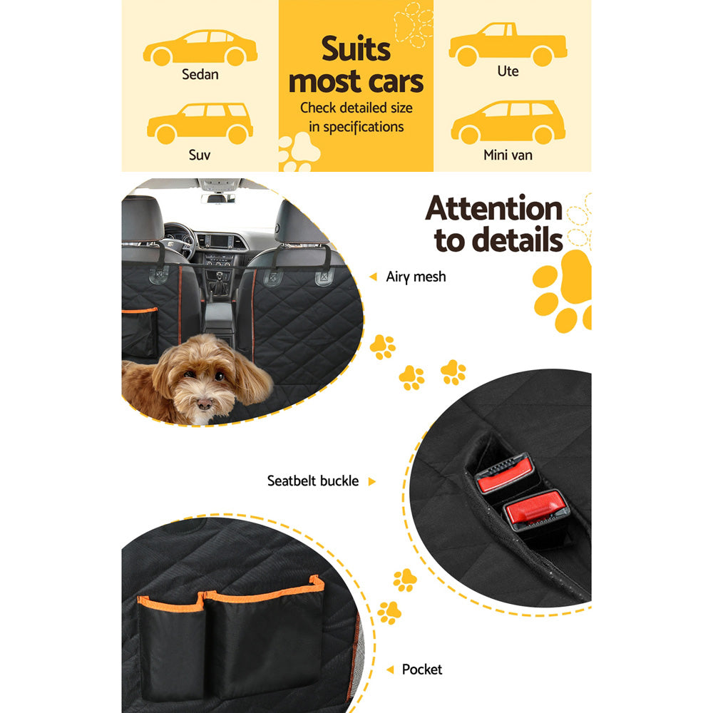 i.Pet Car Seat Cover Dog Hammock Protector Waterproof Non-Slip Black