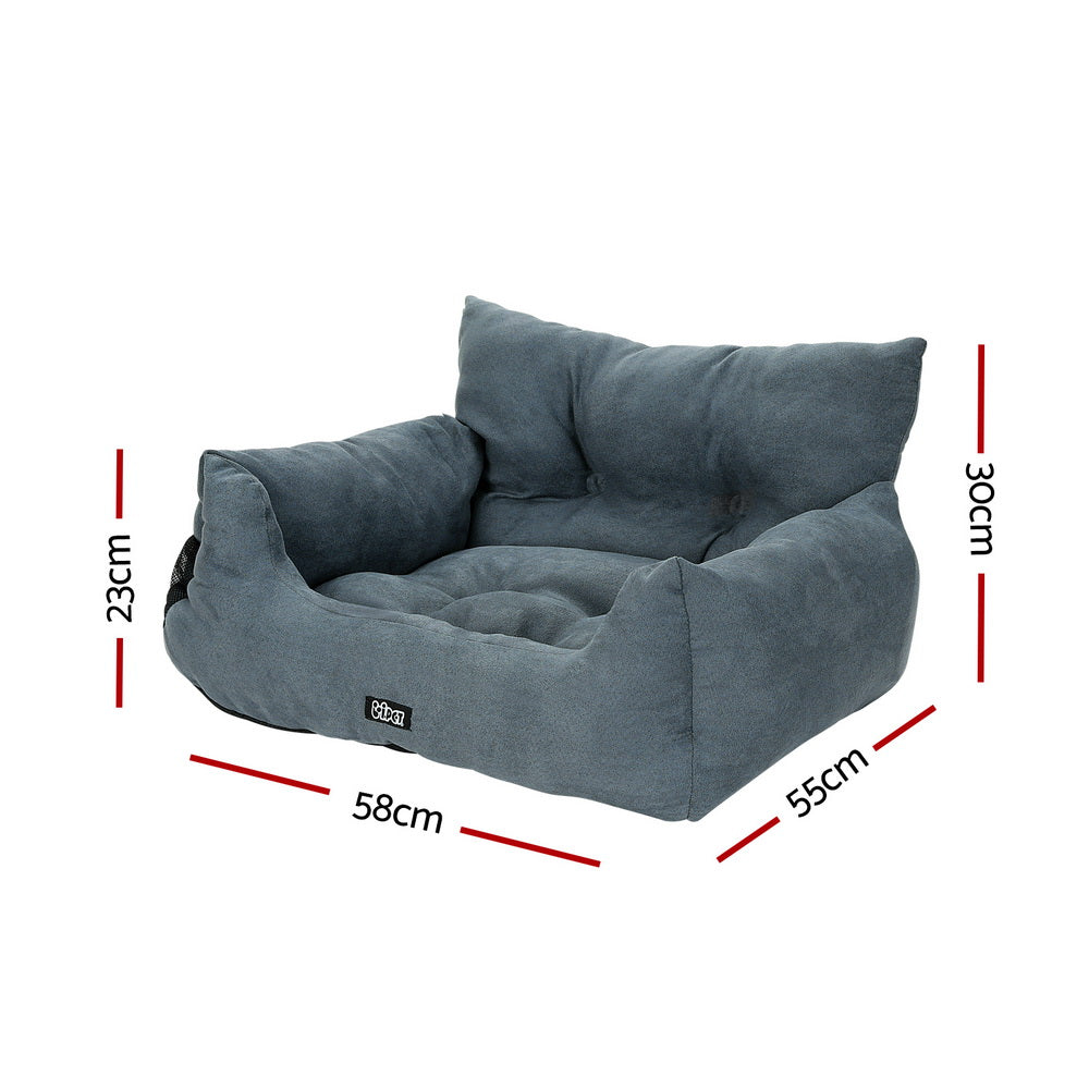 i.Pet Portable Dog Car Seat Booster Bed Waterproof Non-Slip Grey
