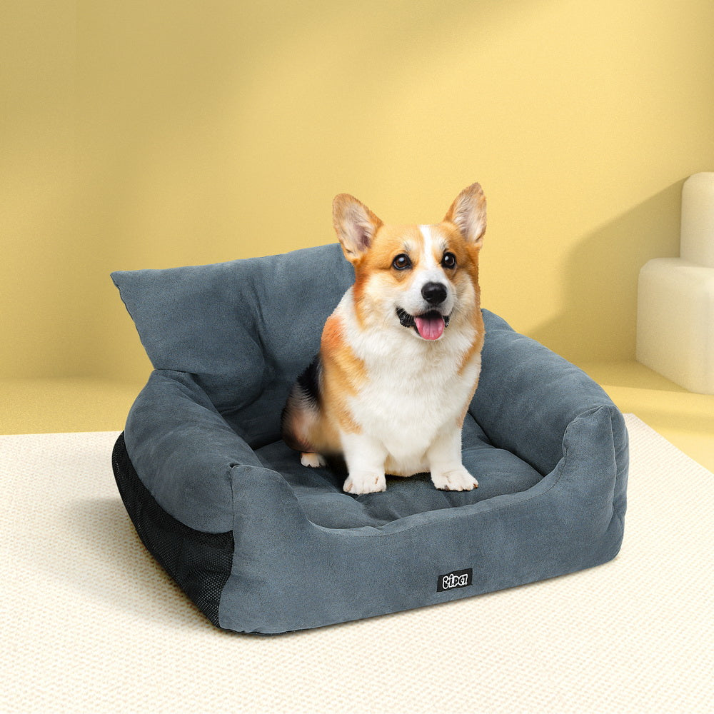 i.Pet Portable Dog Car Seat Booster Bed Waterproof Non-Slip Grey