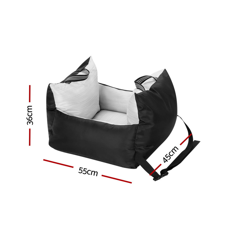 i.Pet Portable Dog Car Seat Booster Bed Waterproof Non-Slip Black/Grey