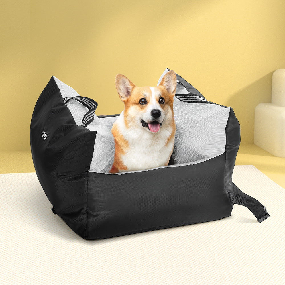 i.Pet Portable Dog Car Seat Booster Bed Waterproof Non-Slip Black/Grey