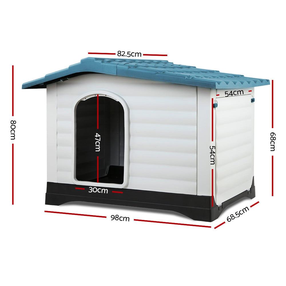 i.Pet XL Dog Kennel Outdoor Plastic Cabin Blue