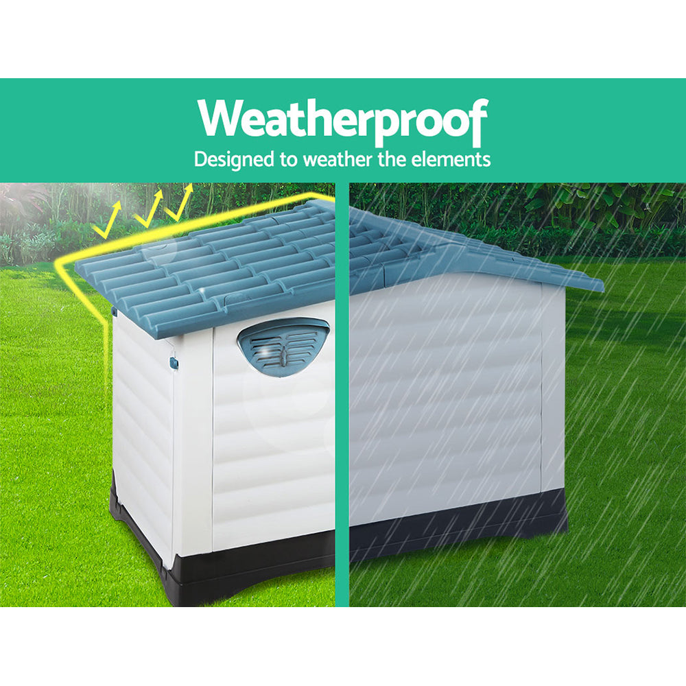 i.Pet XL Dog Kennel Outdoor Plastic Cabin Blue