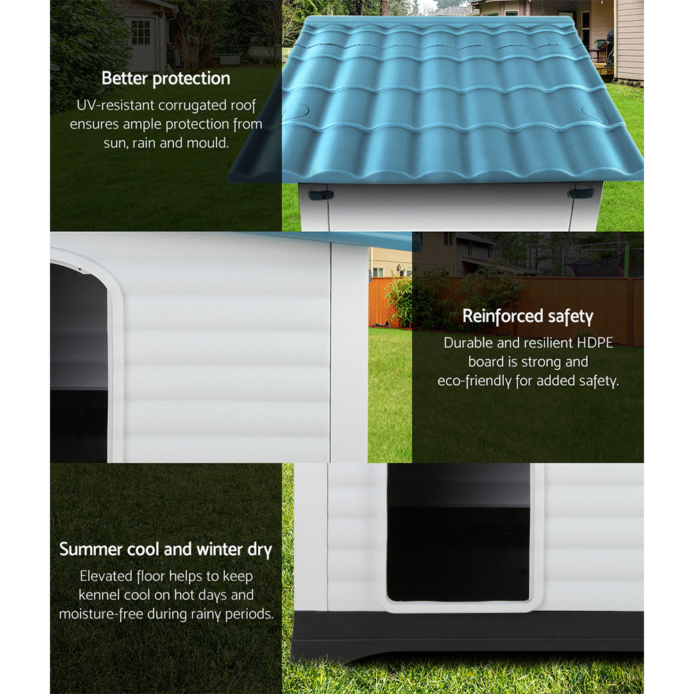 i.Pet XL Dog Kennel Outdoor Plastic Cabin Blue