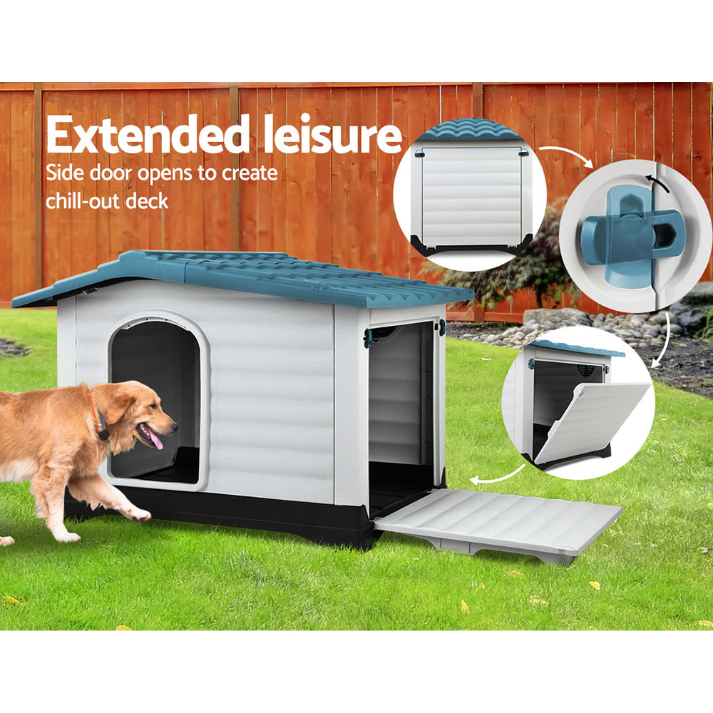i.Pet XL Dog Kennel Outdoor Plastic Cabin Blue
