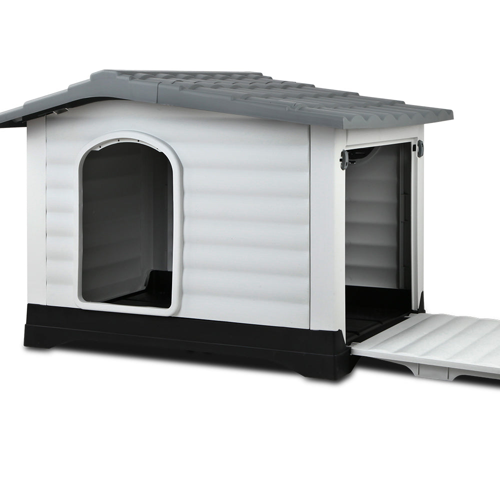 i.Pet XL Dog Kennel Outdoor Plastic Cabin Grey