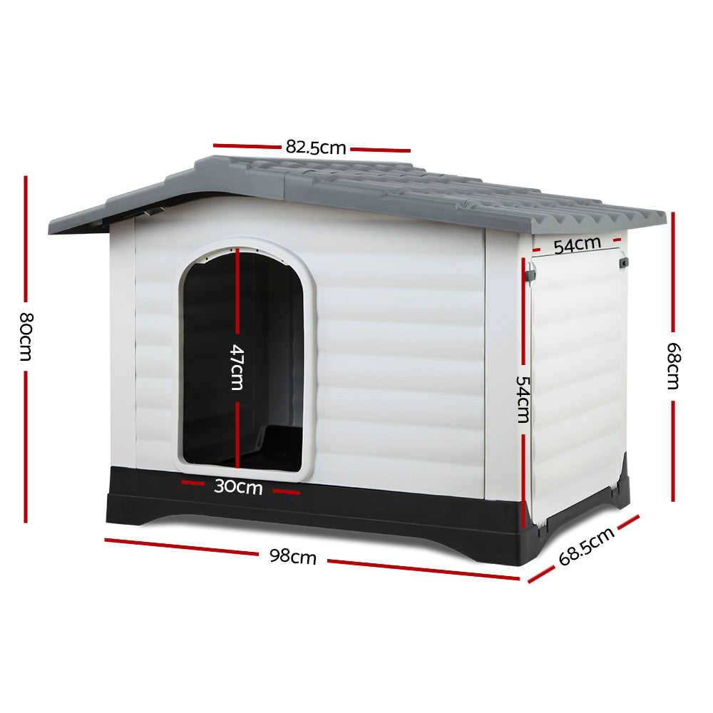 i.Pet XL Dog Kennel Outdoor Plastic Cabin Grey