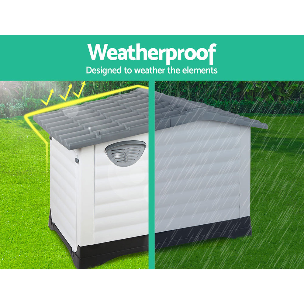 i.Pet XL Dog Kennel Outdoor Plastic Cabin Grey