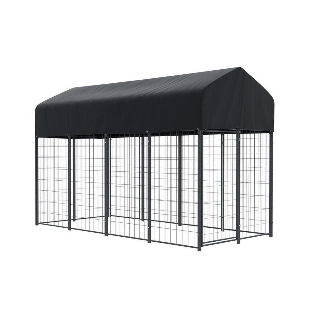 i.Pet Extra Large Dog Kennel Outdoor Metal Playpen Black