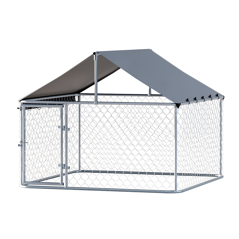 i.Pet XL Dog Kennel Outdoor Enclosure Silver