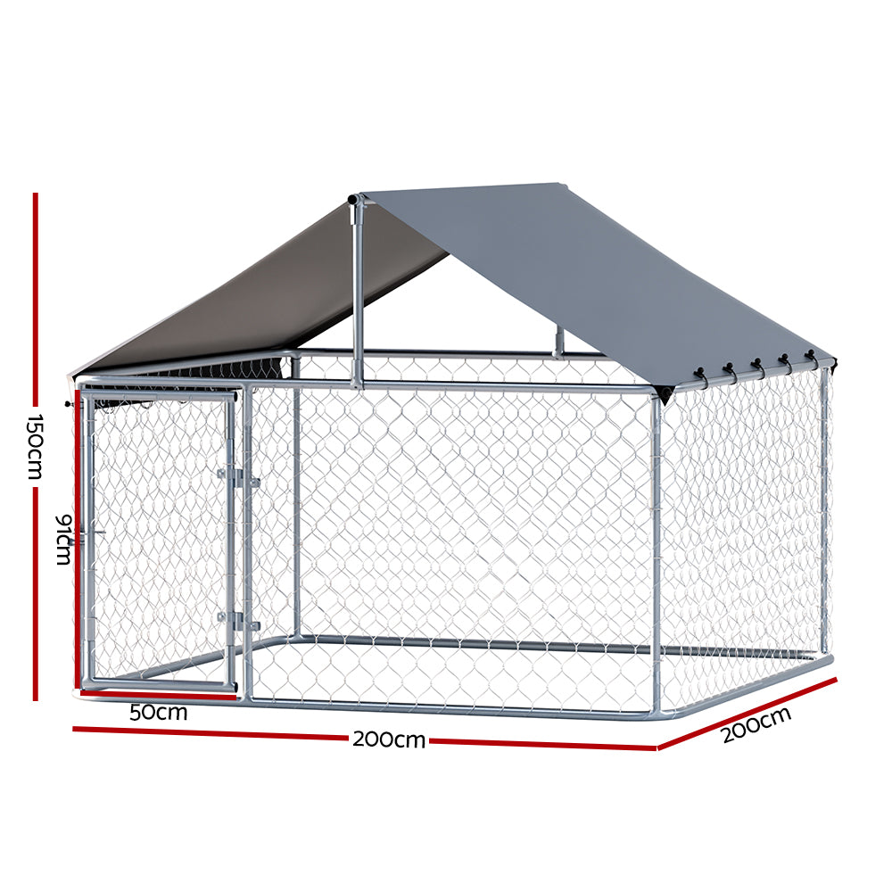 i.Pet XL Dog Kennel Outdoor Enclosure Silver