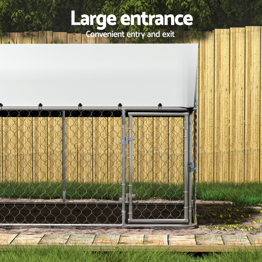 i.Pet XL Dog Kennel Outdoor Enclosure 2x4m Silver