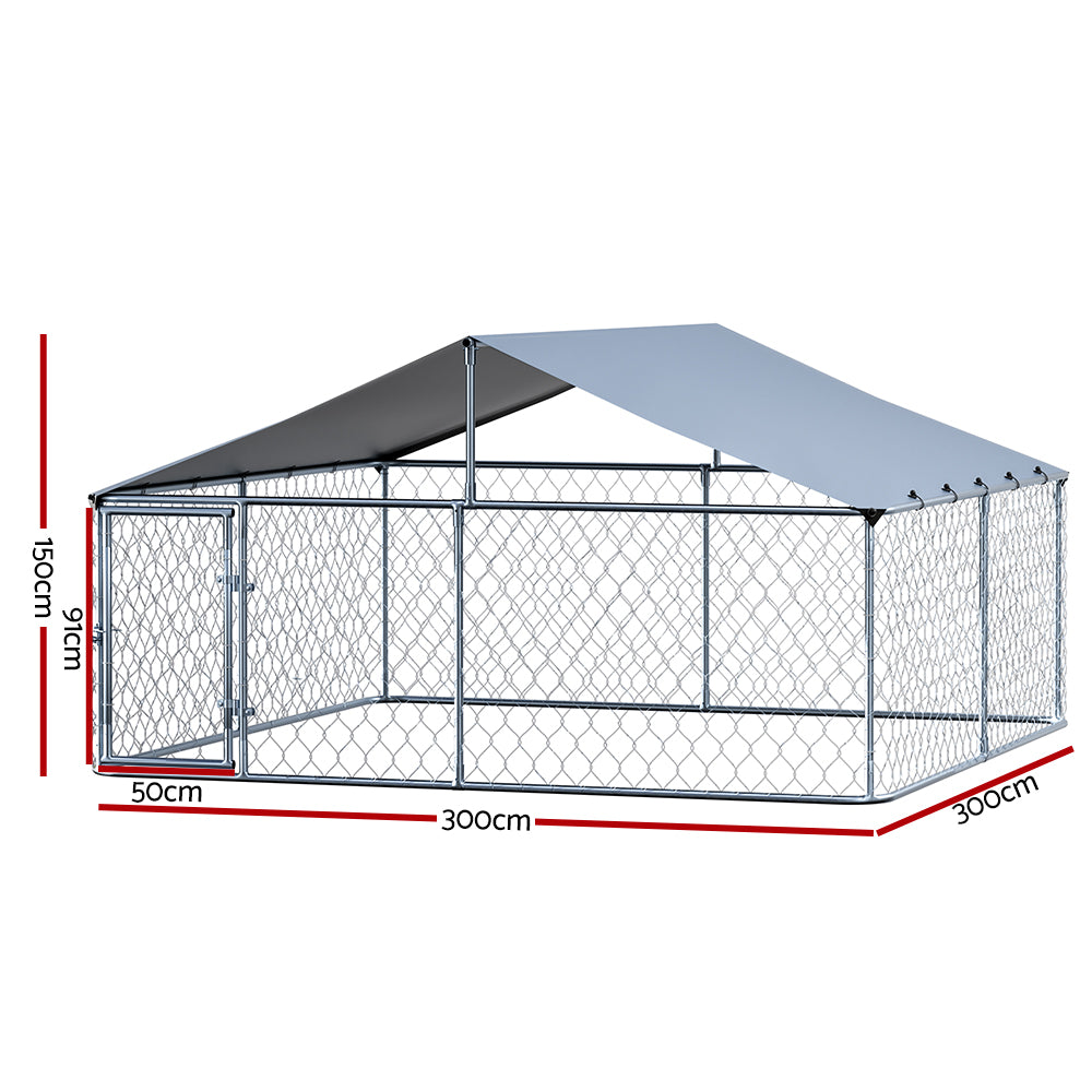 i.Pet XXL Outdoor Dog Kennel Run Cage Silver