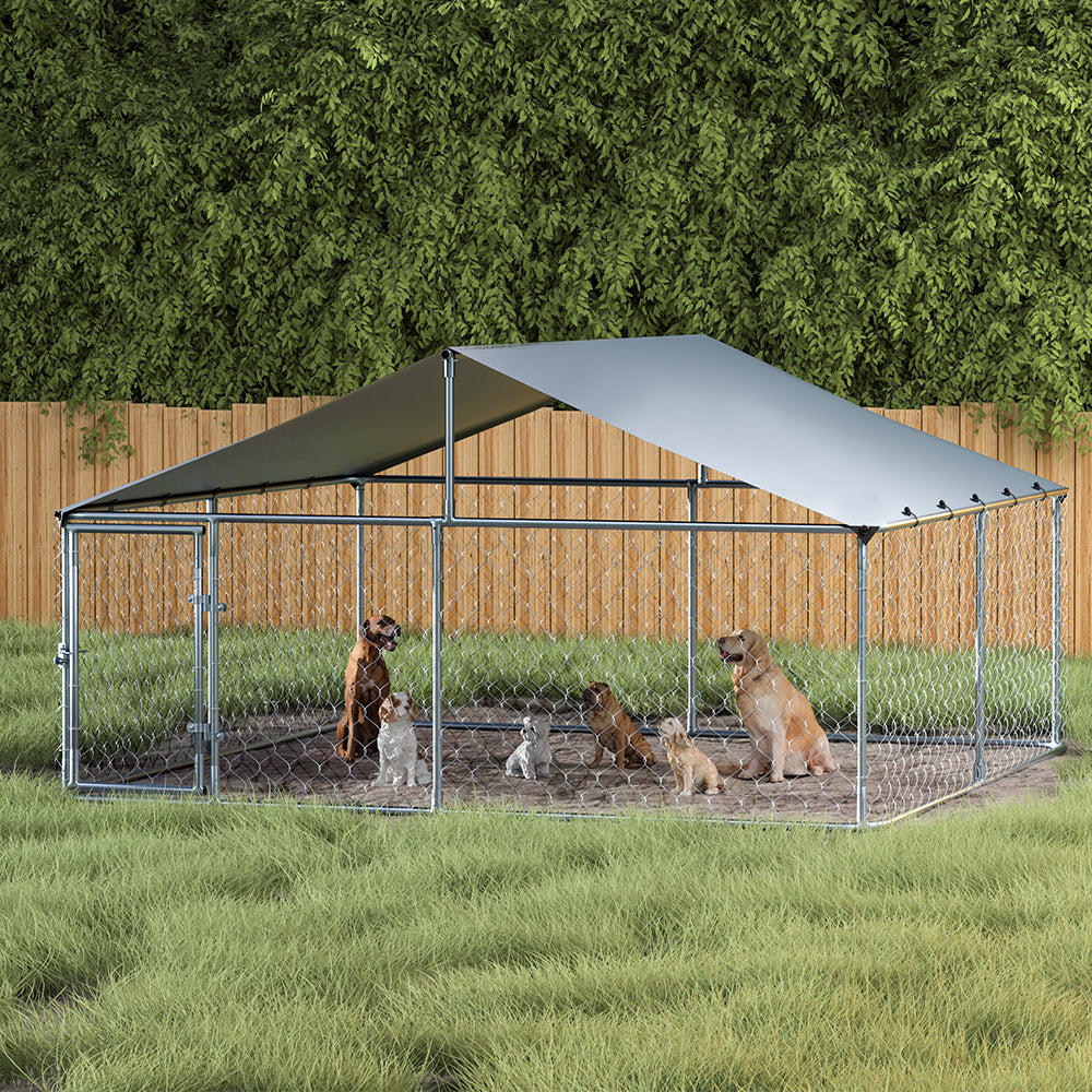 i.Pet XXL Outdoor Dog Kennel Run Cage Silver