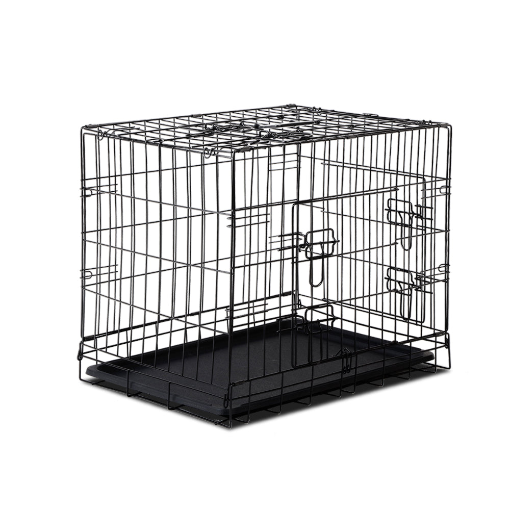 i.Pet 24" Dog Crate Cage 3-Door Foldable Black