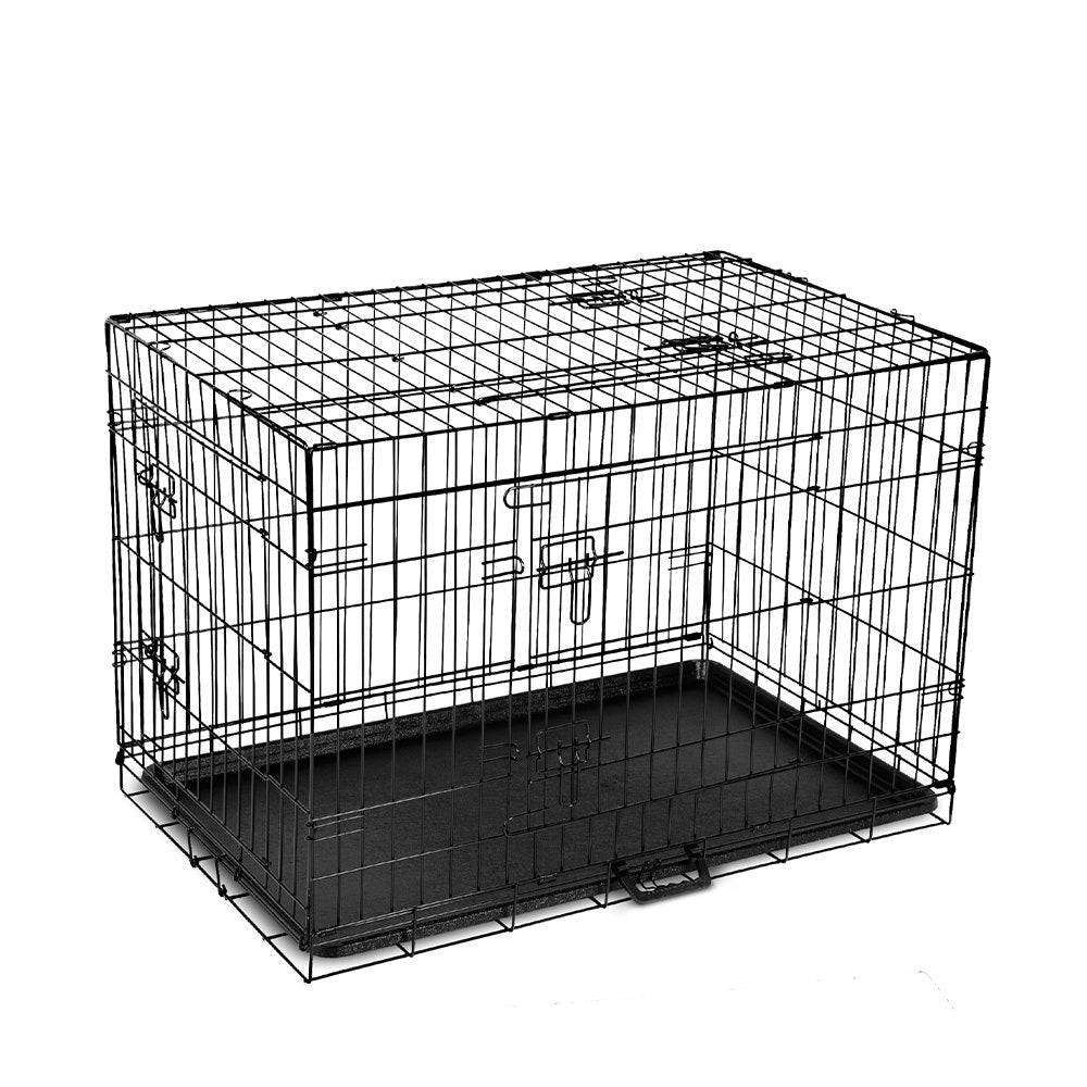 i.Pet 36" Dog Crate 3-Door Foldable Black