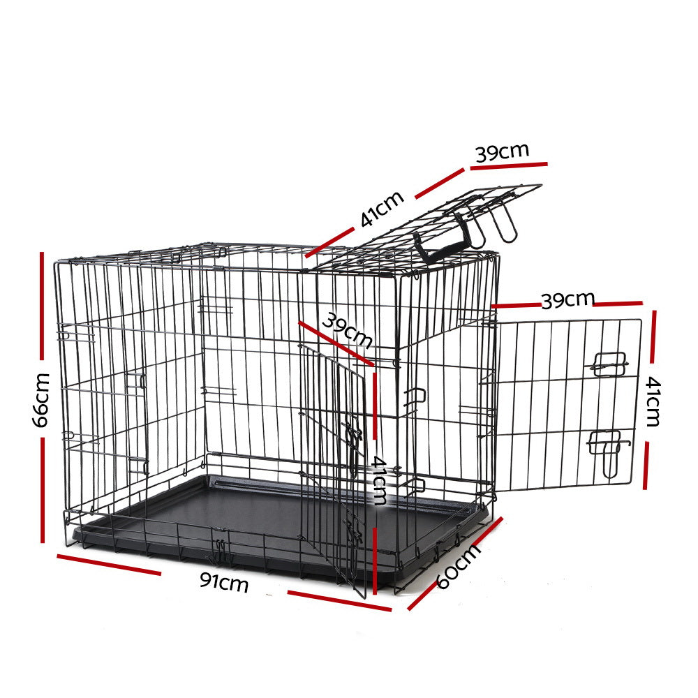 i.Pet 36" Dog Crate 3-Door Foldable Black