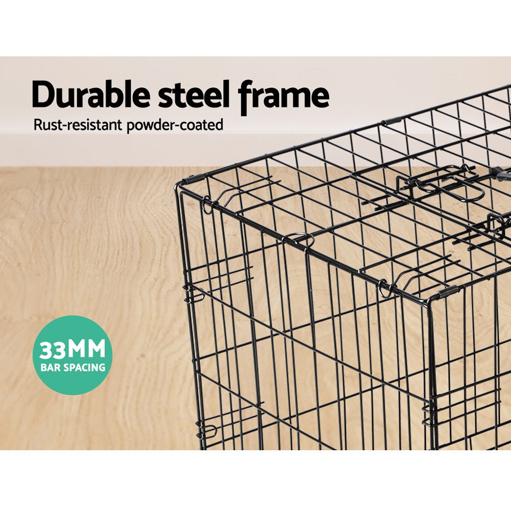 i.Pet 36" Dog Crate 3-Door Foldable Black