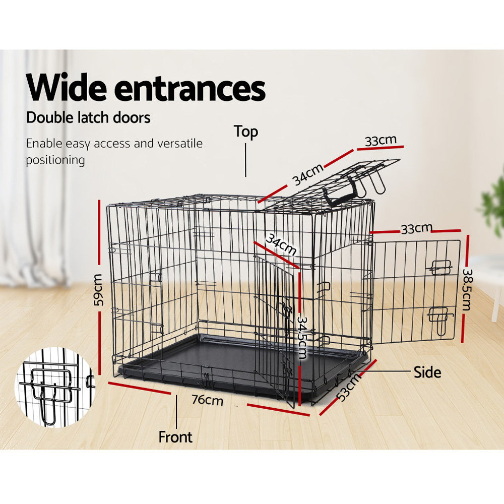 i.Pet 36" Dog Crate 3-Door Foldable Black