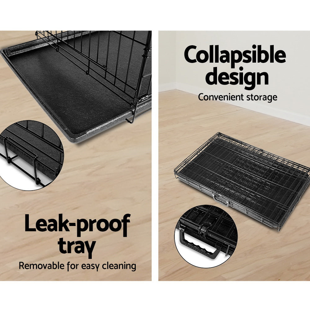 i.Pet 36" Dog Crate 3-Door Foldable Black