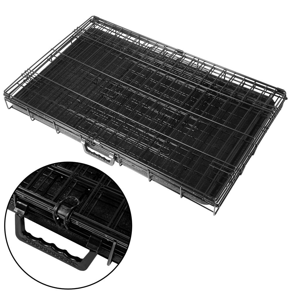 i.Pet 36" Dog Crate 3-Door Foldable Black