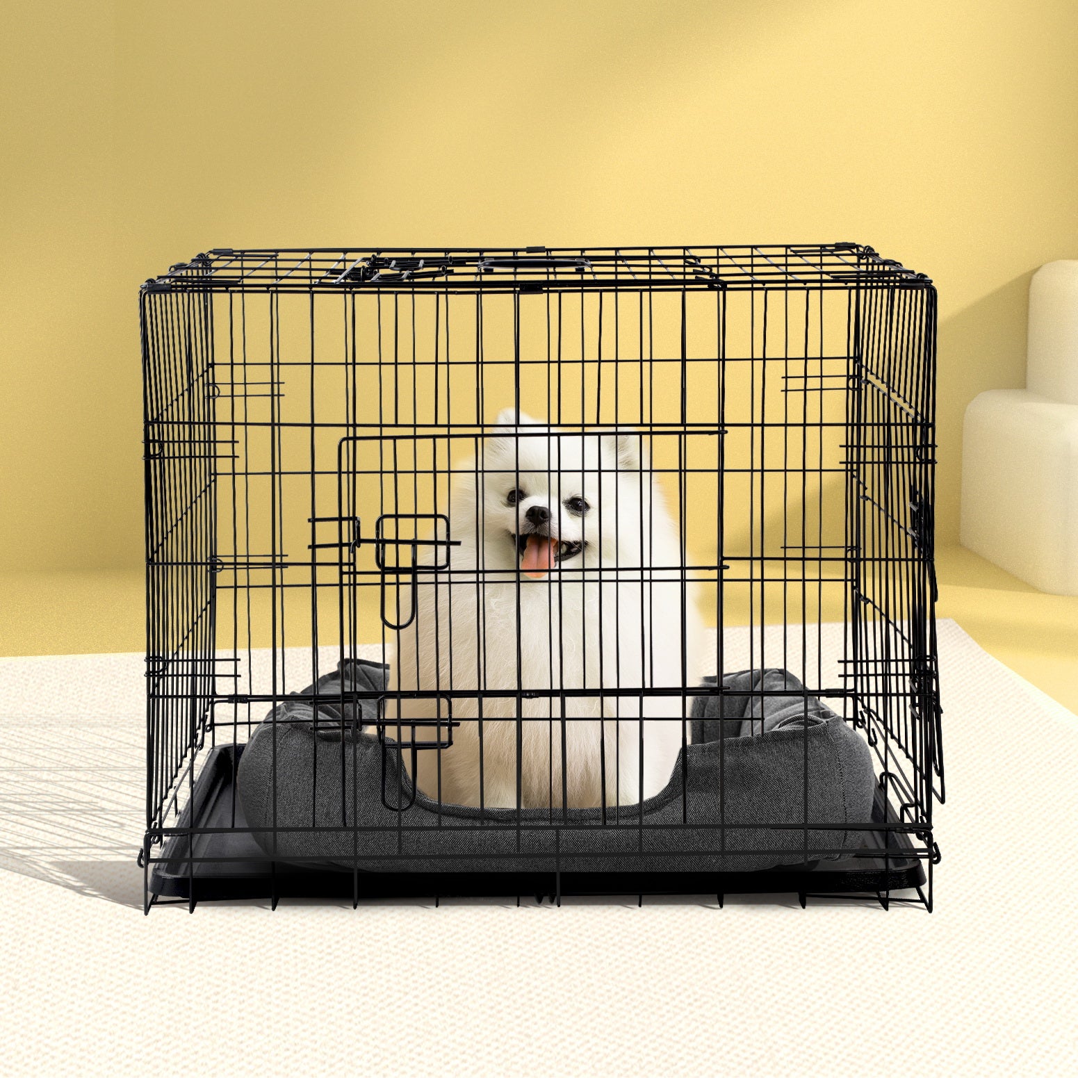 i.Pet 36" Dog Crate 3-Door Foldable Black