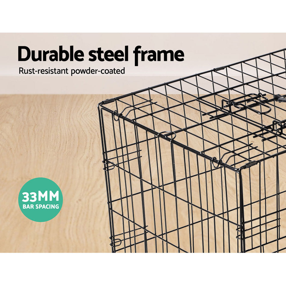 i.Pet 42" Large Dog Crate 3-Door Foldable Black