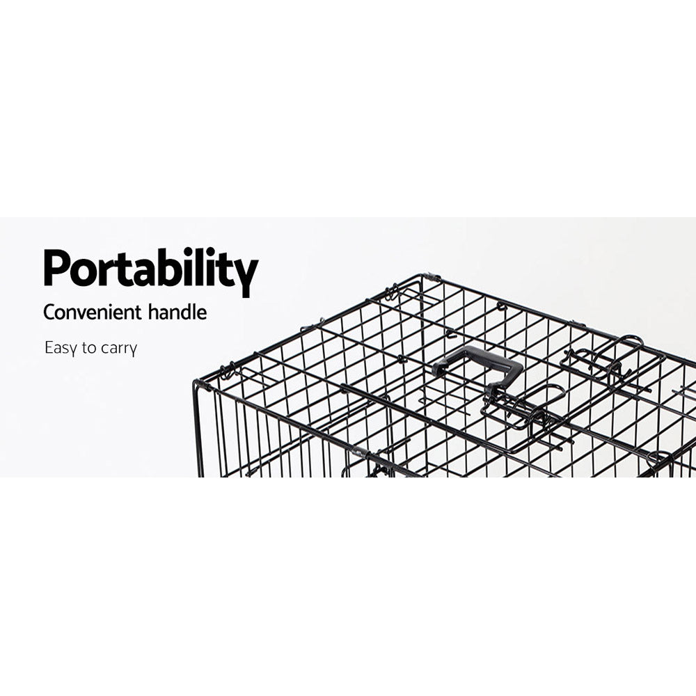 i.Pet 42" Large Dog Crate 3-Door Foldable Black