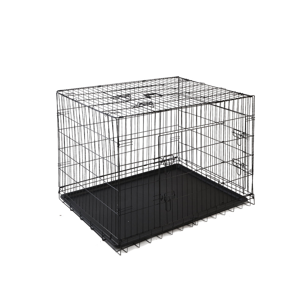 i.Pet 48" Large Dog Crate 3-Door Foldable Black