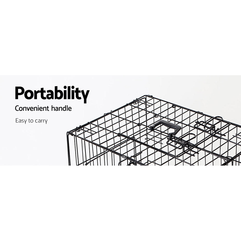i.Pet 48" Large Dog Crate 3-Door Foldable Black