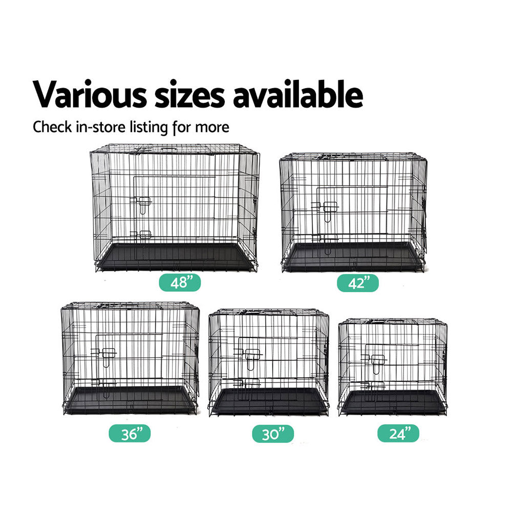 i.Pet 48" Large Dog Crate 3-Door Foldable Black