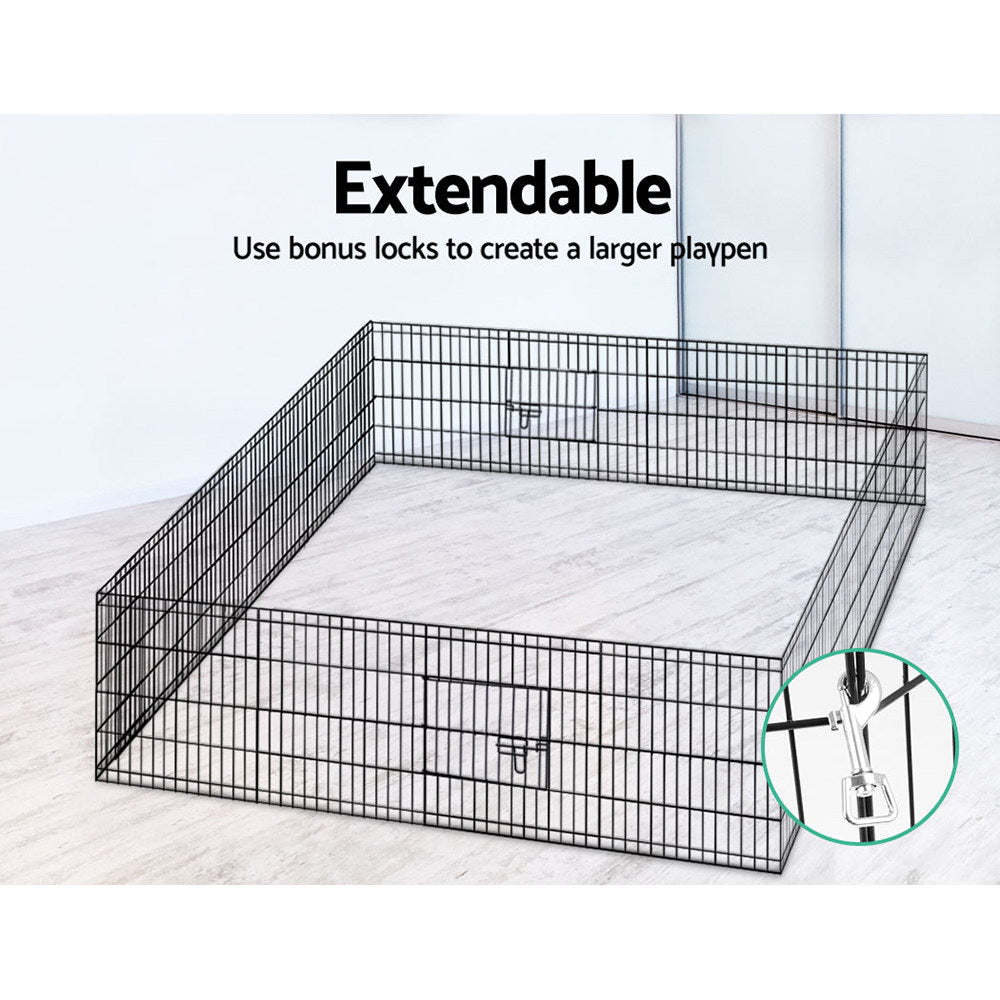 i.Pet 24" Black 8-Panel Pet Playpen Exercise Cage Enclosure