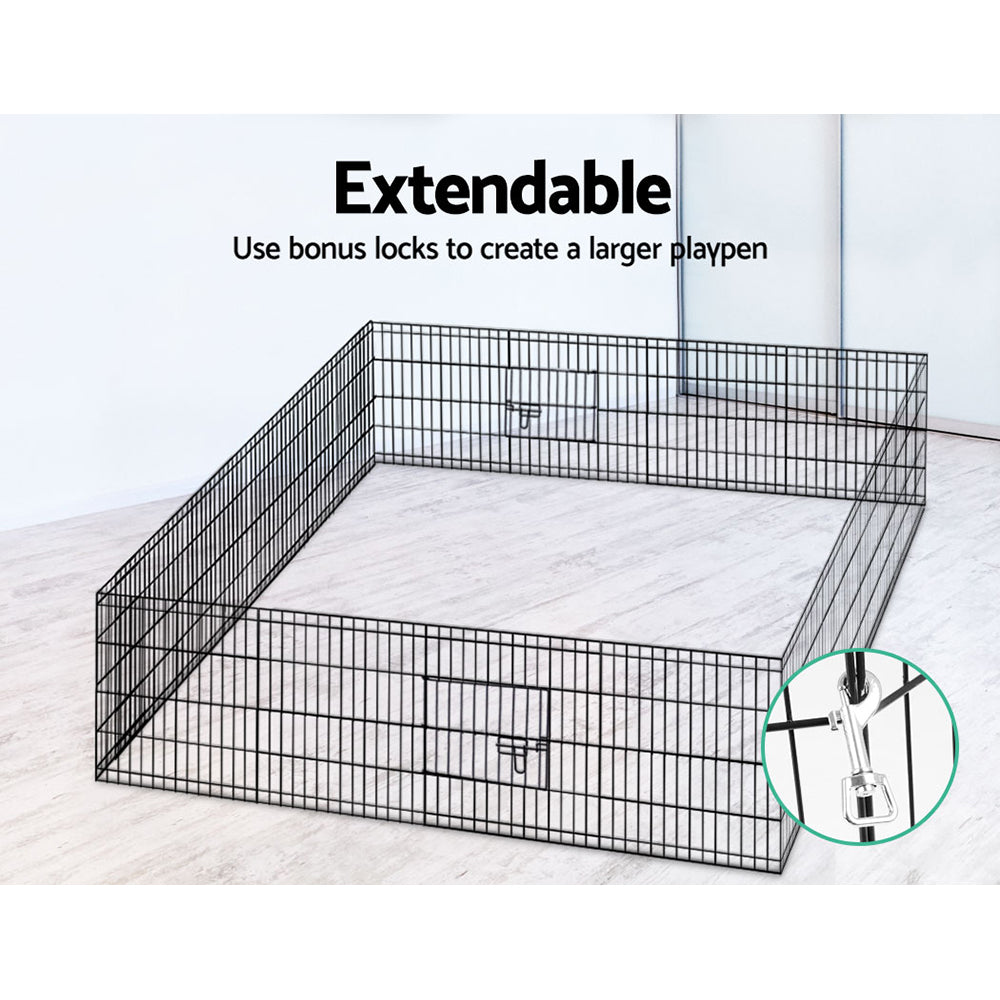 i.Pet 24" Black 8-Panel Dog Playpen Fence Enclosure