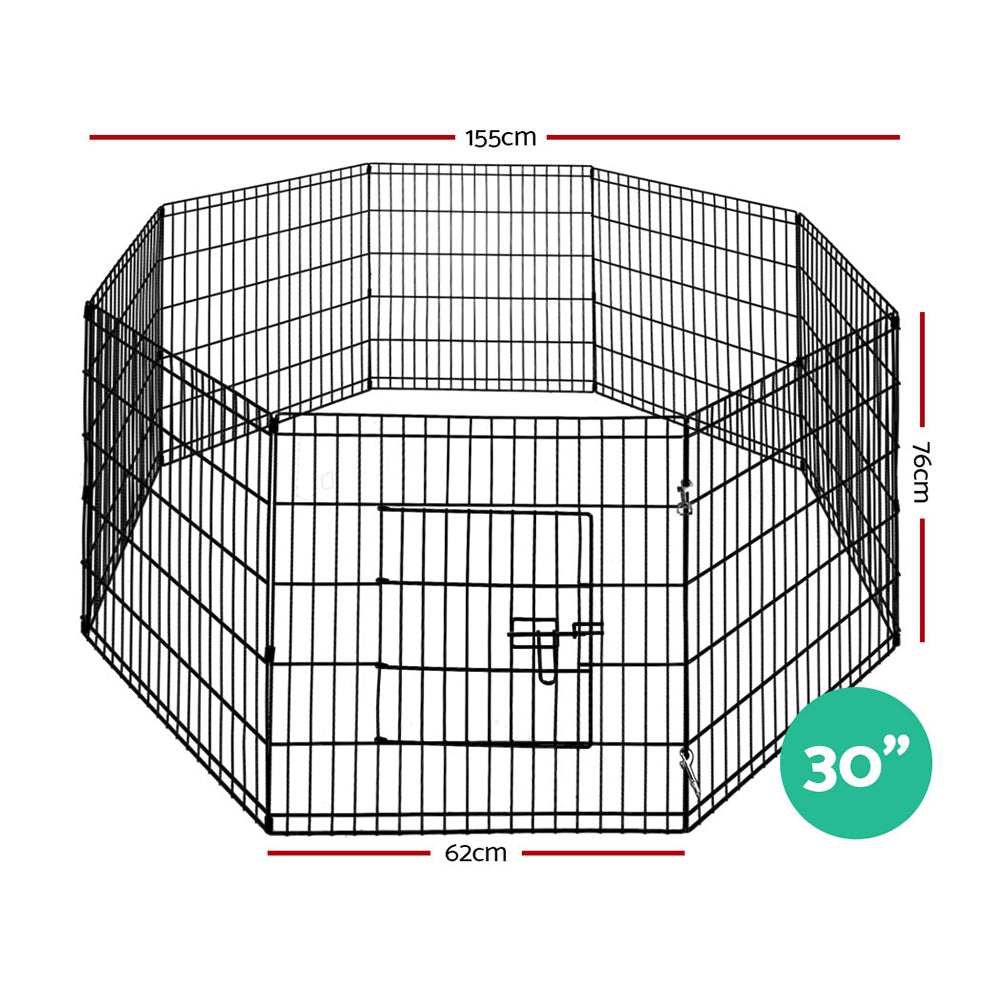 i.Pet 30" Black 8-Panel Pet Playpen Exercise Cage