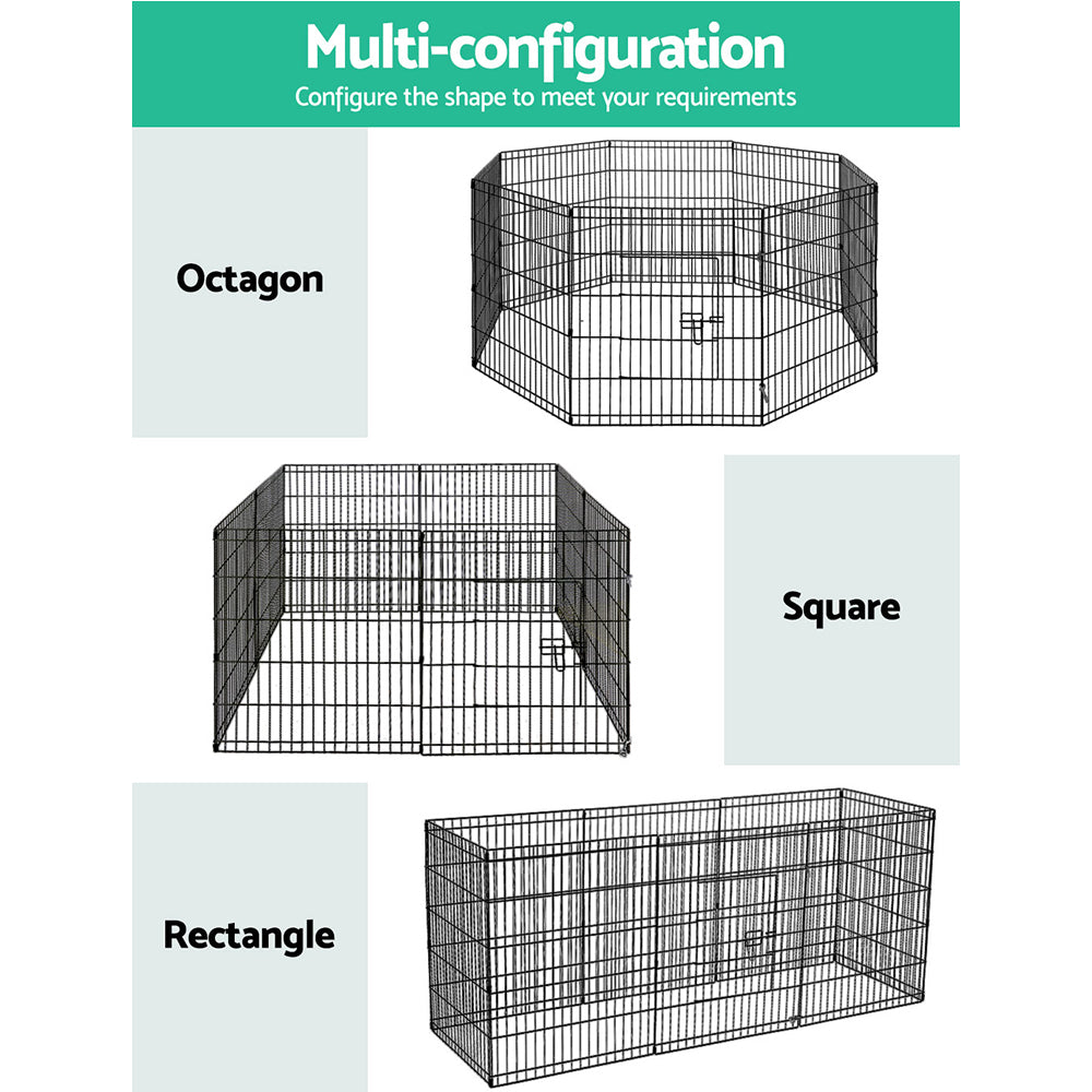 i.Pet 30" Black 8-Panel Pet Playpen Exercise Cage