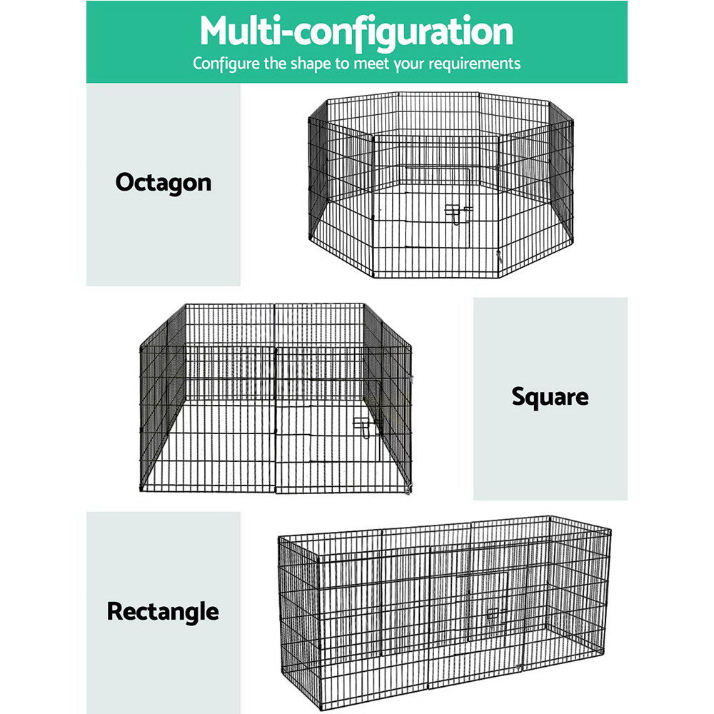 iPet 2x30" 8-Panel Dog Playpen Black Pet Fence Exercise Cage