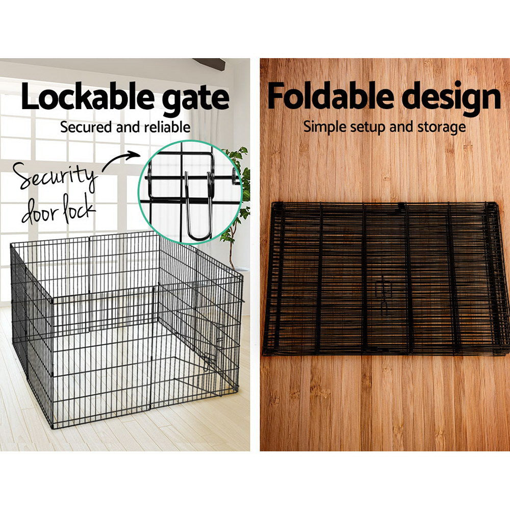iPet 2x30" 8-Panel Dog Playpen Black Pet Fence Exercise Cage