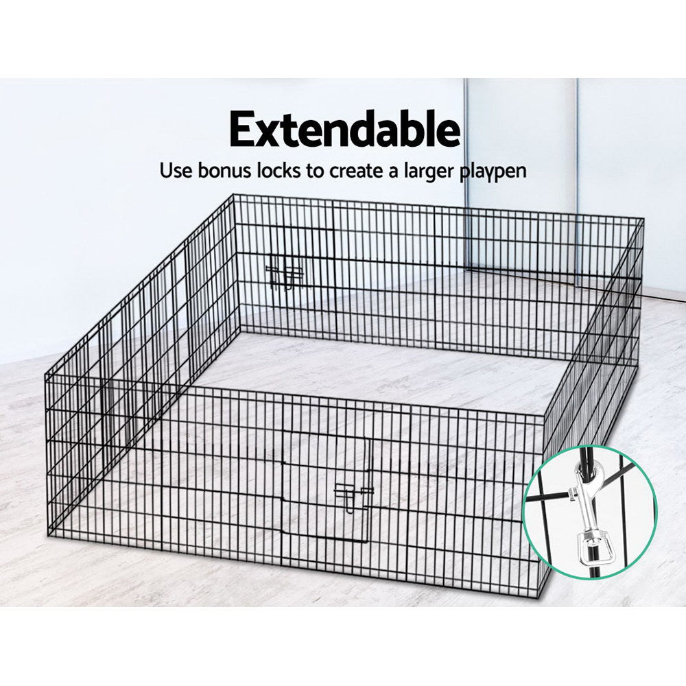 iPet 2x30" 8-Panel Dog Playpen Black Pet Fence Exercise Cage