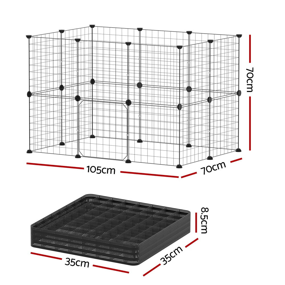 i.Pet 20-Panel Foldable Metal Pet Playpen Enclosure Black