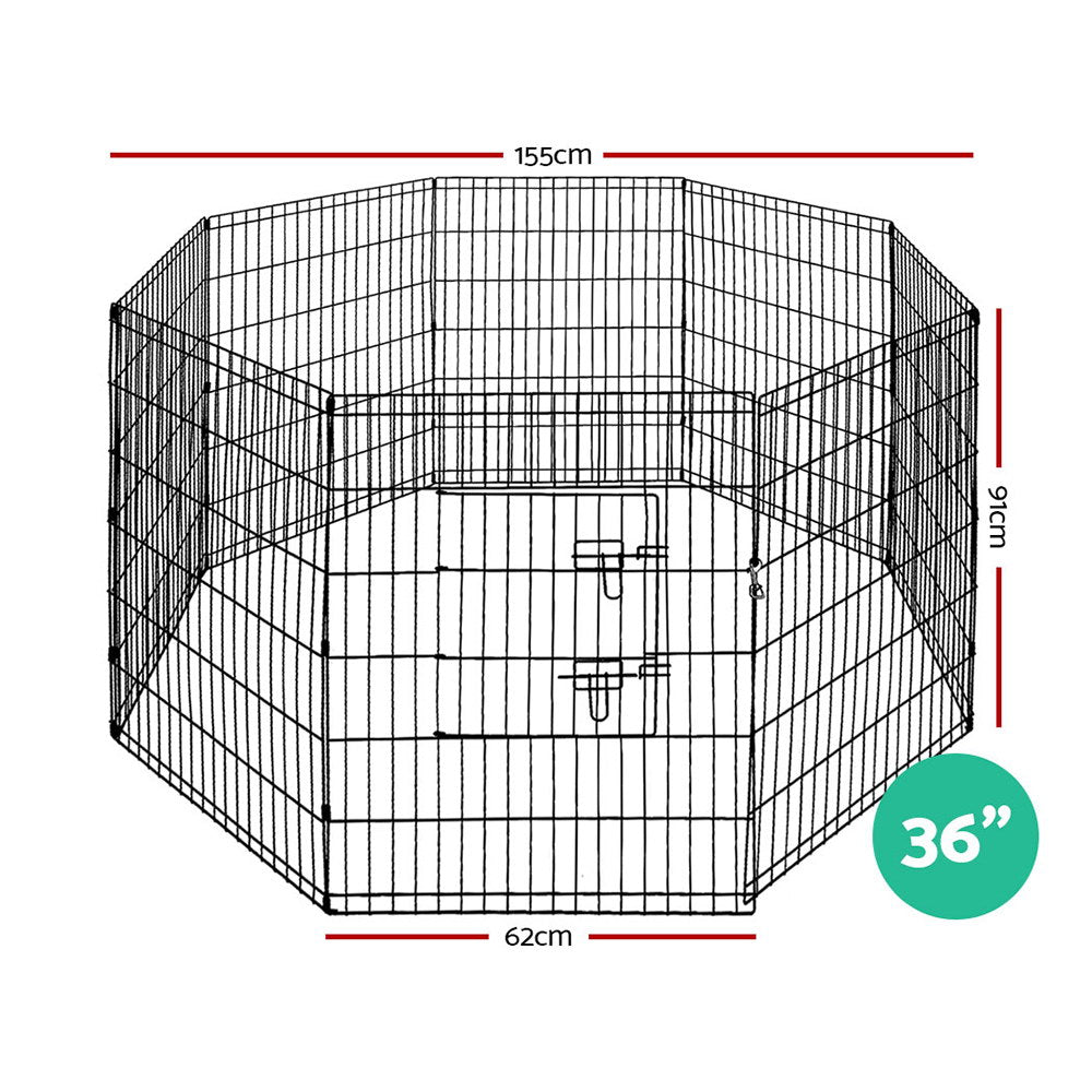 i.Pet 36" Black 8-Panel Pet Playpen Exercise Cage