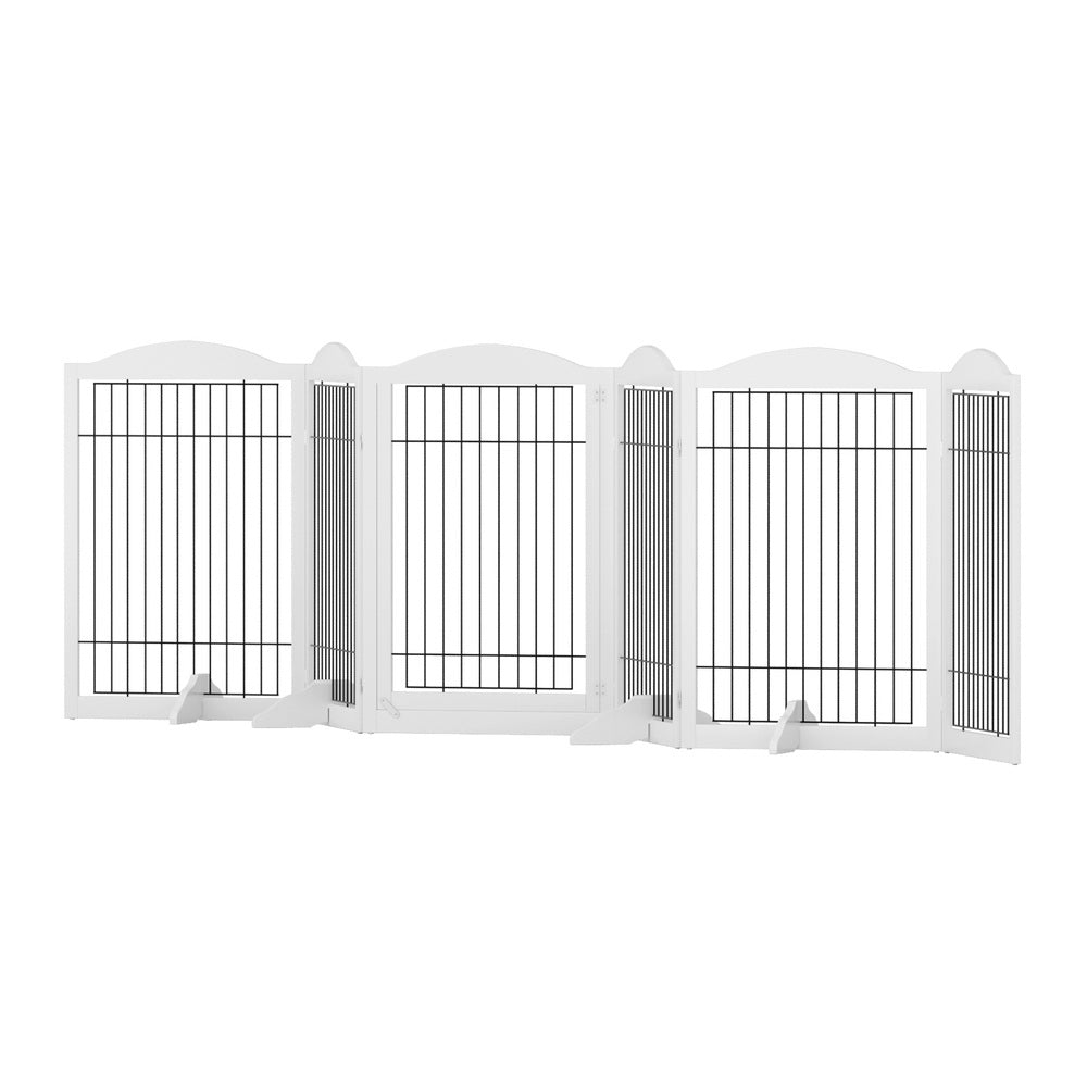 i.Pet 6-Panel Wooden Dog Playpen Enclosure White