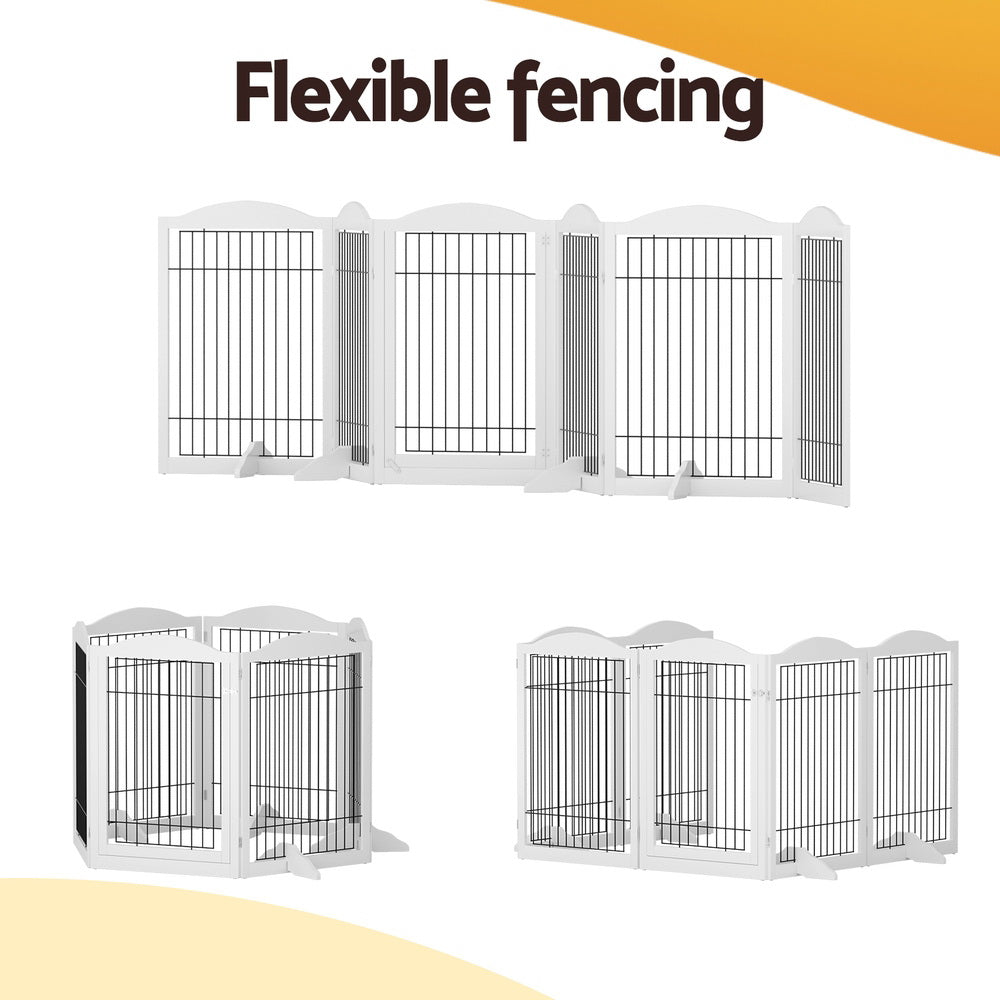 i.Pet 6-Panel Wooden Dog Playpen Enclosure White